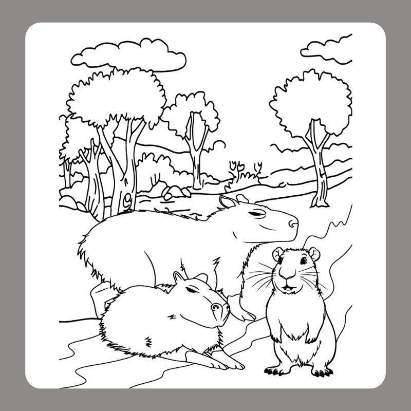 Tranh to mau Capybara cho be 5 8 tuoi 9