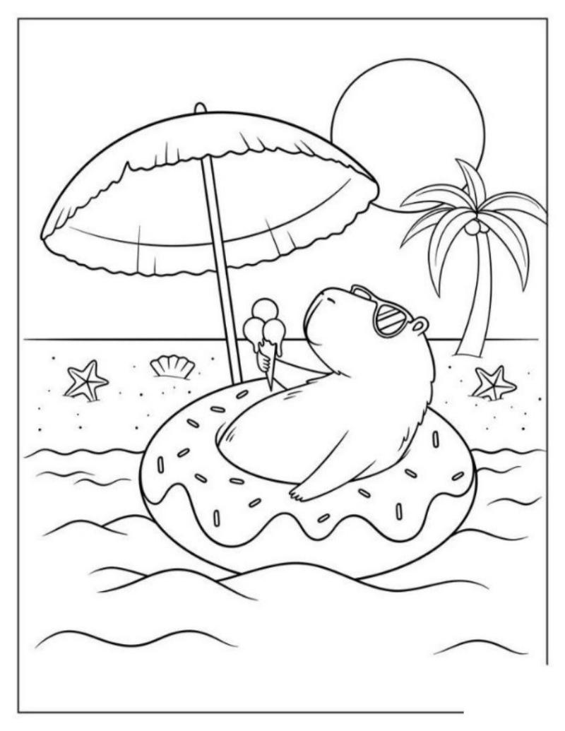 Tranh to mau Capybara cho be 5 8 tuoi