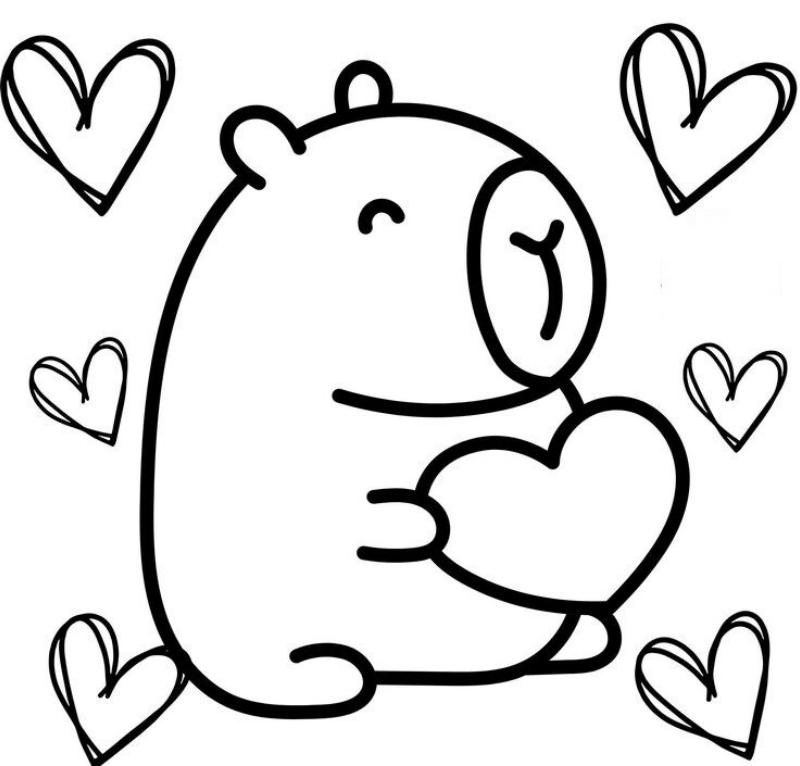 Tranh to mau Capybara don gian10