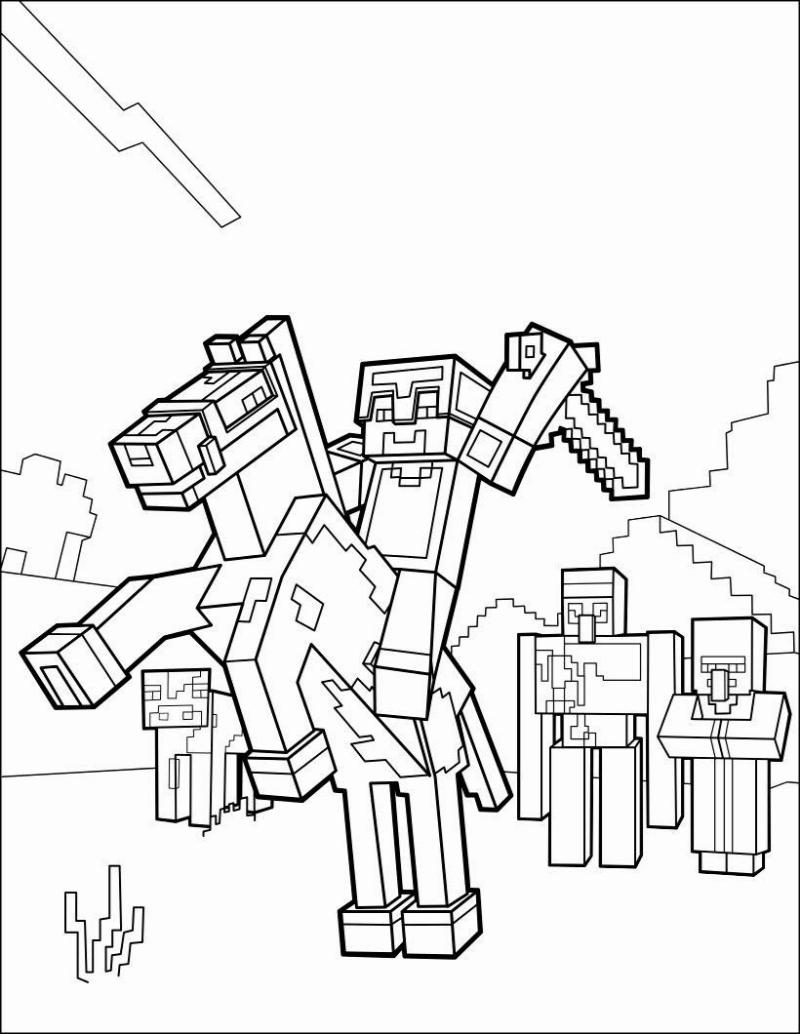 Tranh tô màu Minecraft đẹp cho bé – Bộ sưu tập dễ tải 19 Tranh to mau Minecraft ky sy cam kiem