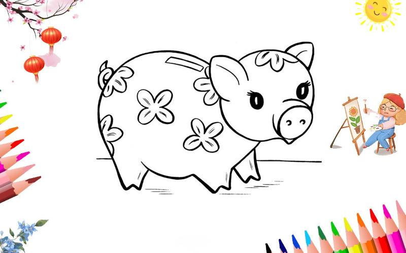 99+ Mẫu tranh tô màu con lợn đẹp giúp bé vừa học vừa chơi 10 Tranh to mau con heo – Da sua 1