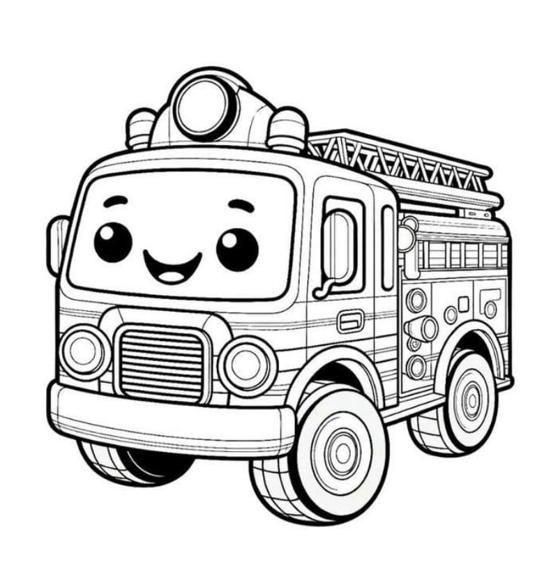 Tô màu xe cứu hỏa – Tranh đẹp, dễ in giúp bé học mà chơi 3 anh tranh to mau xe cuu hoa dang yeu cho be