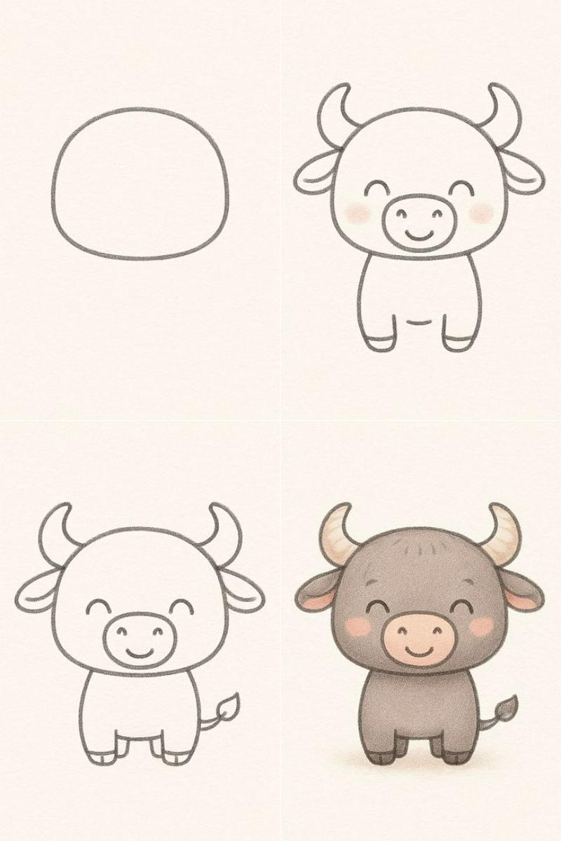 Vẽ con vật đơn giản: 30 mẫu dễ thương cho bé tập vẽ tại nhà 19 cach ve con bo don gian