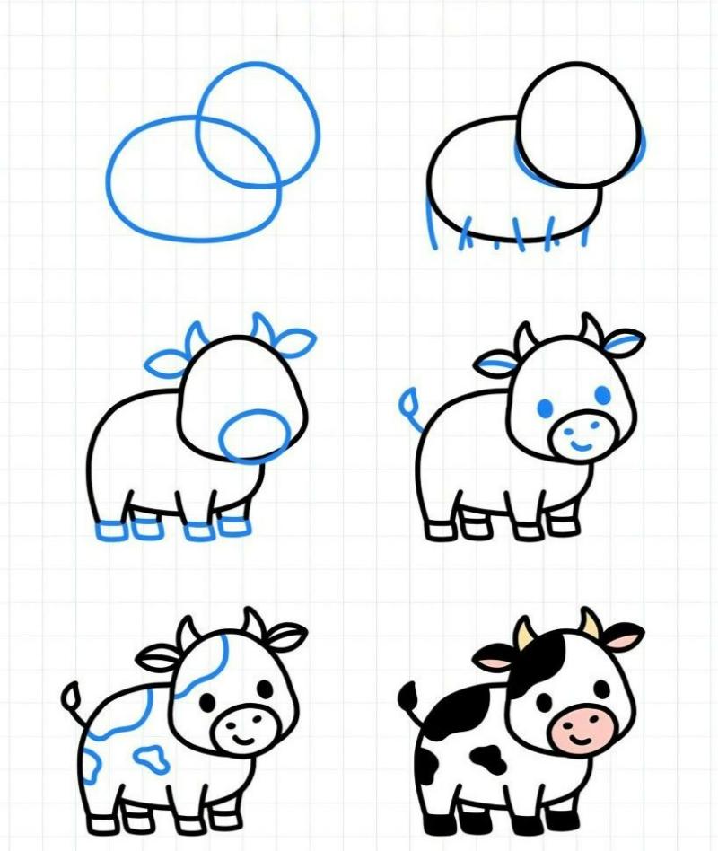 Vẽ con vật đơn giản: 30 mẫu dễ thương cho bé tập vẽ tại nhà 17 cach ve con bo don gian 1
