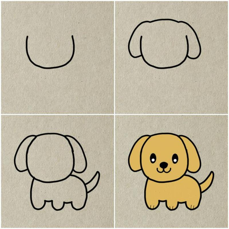 Vẽ con vật đơn giản: 30 mẫu dễ thương cho bé tập vẽ tại nhà 6 cach ve con cho don gian 1