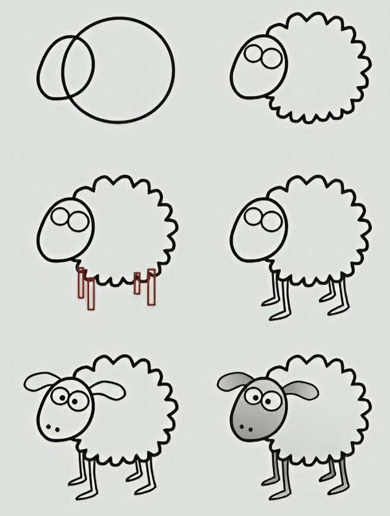 Vẽ con vật đơn giản: 30 mẫu dễ thương cho bé tập vẽ tại nhà 25 cach ve con cuu don gian 3