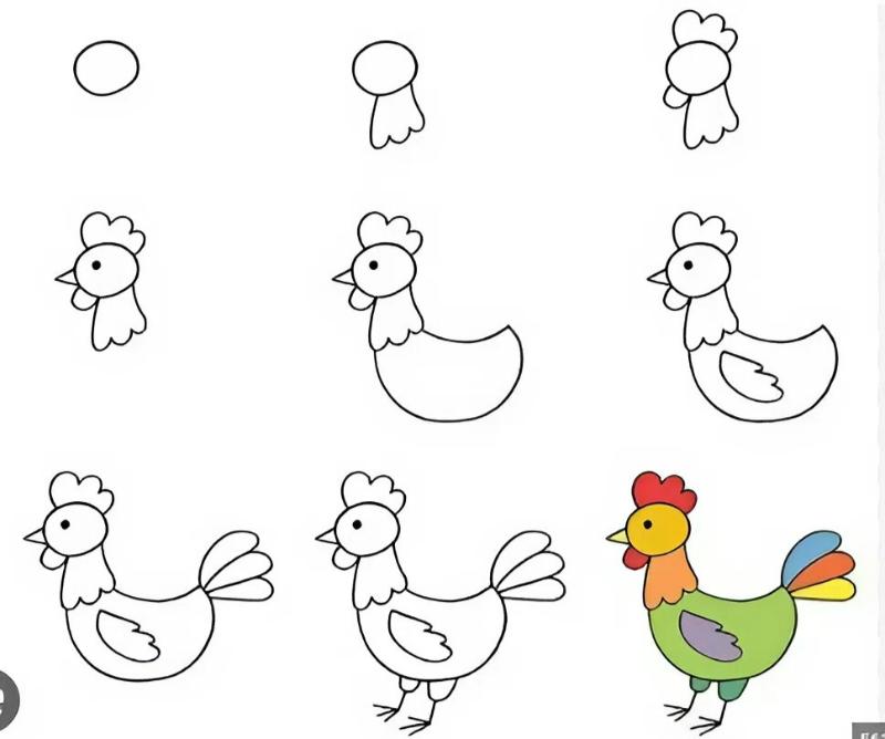 Vẽ con vật đơn giản: 30 mẫu dễ thương cho bé tập vẽ tại nhà 16 cach ve con ga don gian 1