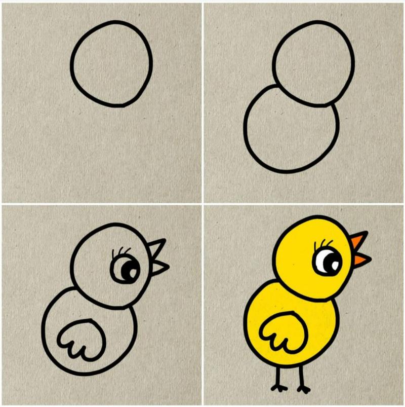 Vẽ con vật đơn giản: 30 mẫu dễ thương cho bé tập vẽ tại nhà 11 cach ve con ga don gian 3