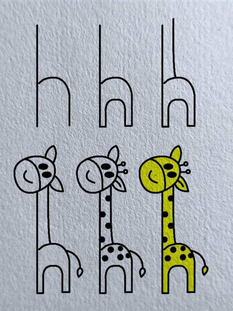 Vẽ con vật đơn giản: 30 mẫu dễ thương cho bé tập vẽ tại nhà 60 Vẽ con hươu cao cổ đơn giản