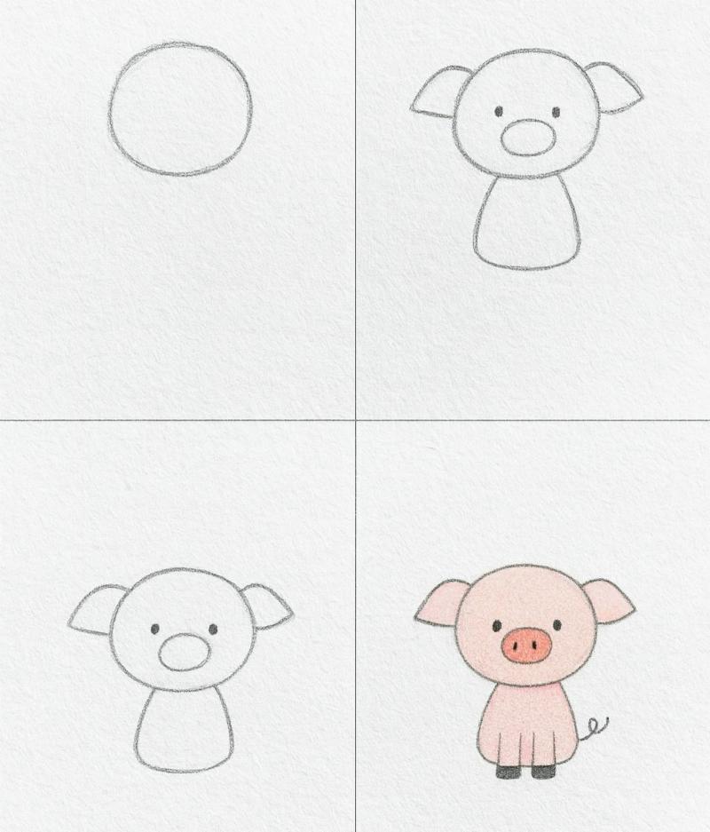 Vẽ con vật đơn giản: 30 mẫu dễ thương cho bé tập vẽ tại nhà 28 cach ve con lon don gian 2