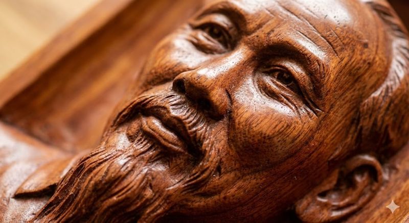 Cận cảnh tranh Bác Hồ bằng gỗ