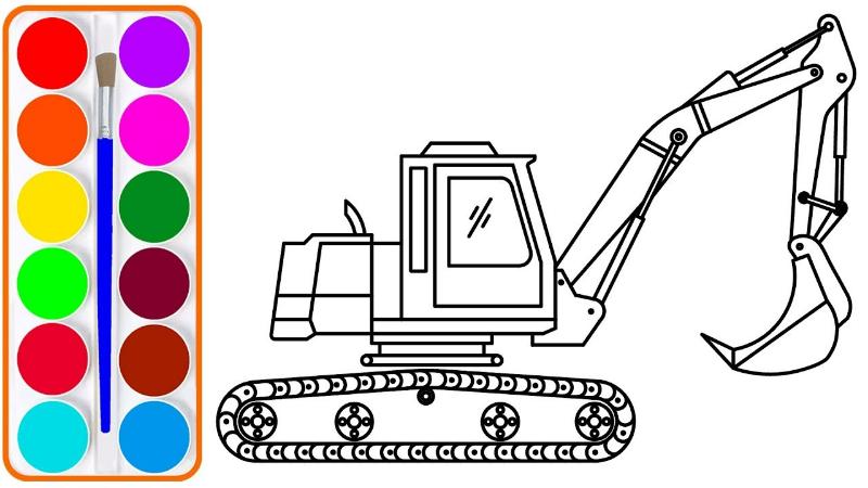 Tranh tô màu máy xúc – Giúp bé phát triển toàn diện 6 Dạy bé tô tranh máy xúc