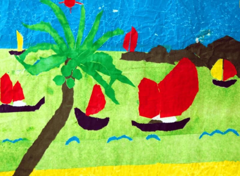 Kỹ thuật xé dán giúp trẻ phát triển tư duy tạo hình và sự khéo léo với những đường nét mộc mạc, tự nhiên