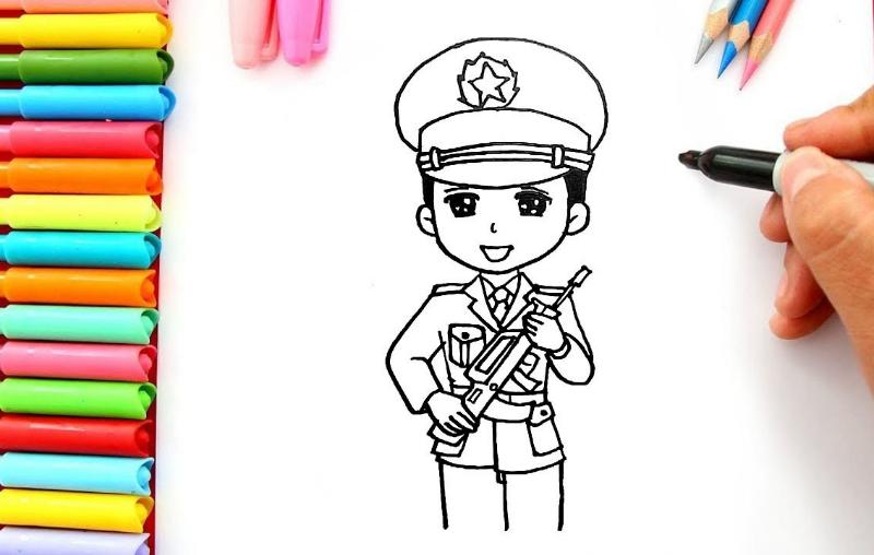 Dụng cụ vẽ tranh công an