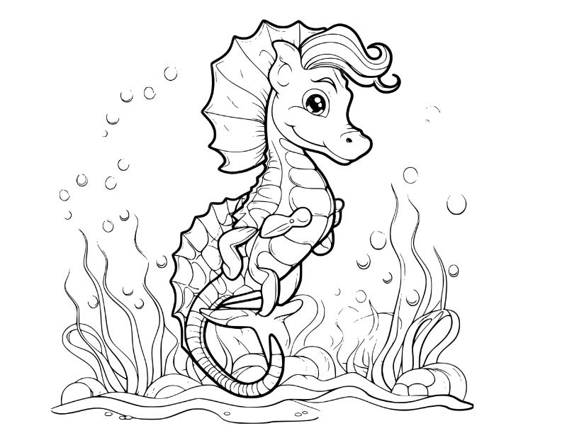 Hướng dẫn tô màu con cá ngựa