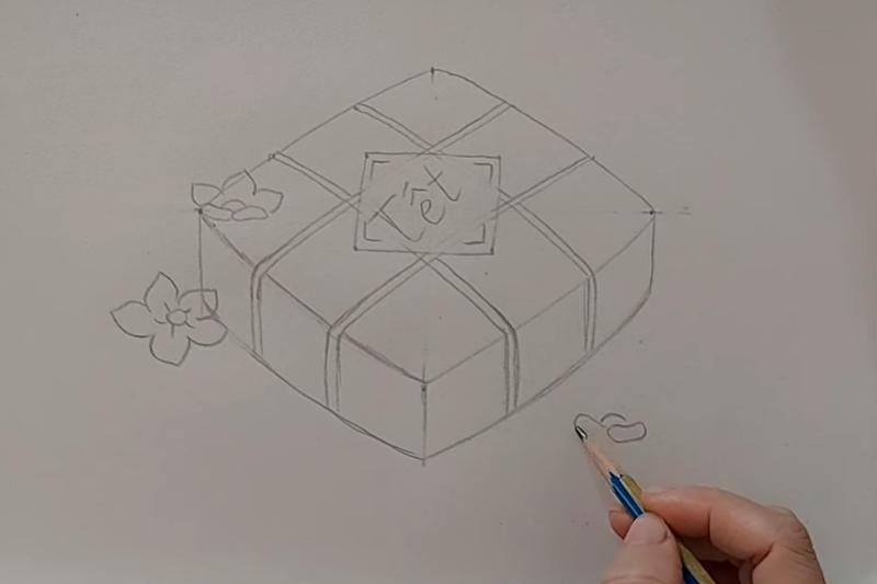 Hướng dẫn vẽ bánh chưng các đường dọc