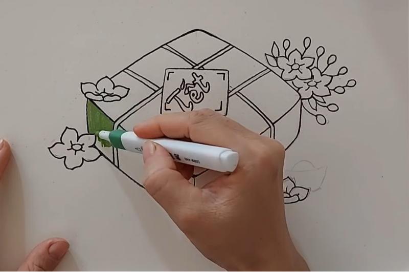 Hướng dẫn vẽ bánh chưng đậm nét quê