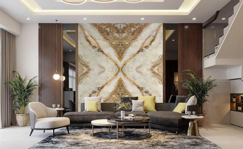 99+ Mẫu tranh đá đối xứng cao cấp đẹp và sang trọng 8 Tranh đá đối xứng phòng khách
