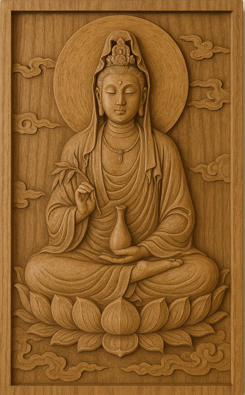 Tranh gỗ Phật Bà Quan Âm