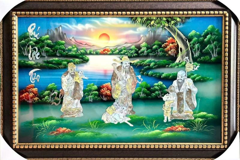 Tranh sơn mài Phúc Lộc Thọ làm quà tặng