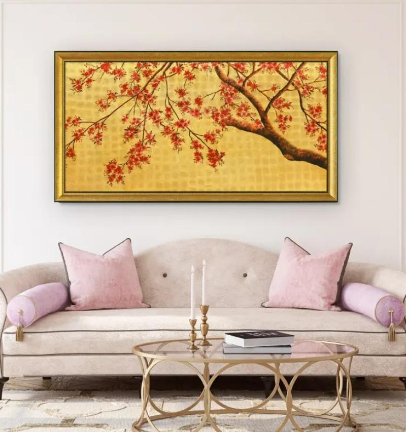 Tranh sơn mài Hoa Đào treo phòng khách