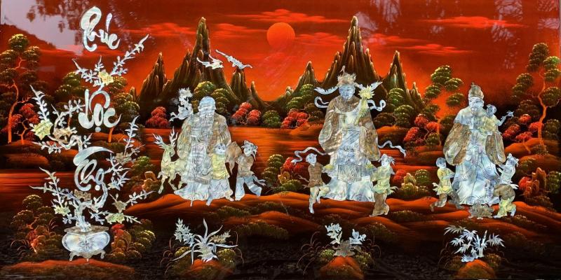 Tranh sơn mài Phúc Lộc Thọ trong nghệ thuật Việt Nam