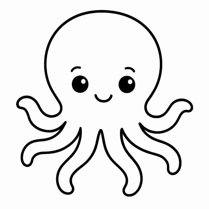 Tranh tô màu bạch tuộc – Giúp bé sáng tạo mỗi ngày 5 Tranh bạch tuộc đơn giản