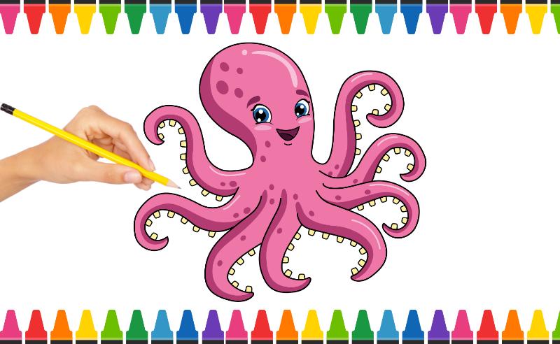Tranh tô màu bạch tuộc – Giúp bé sáng tạo mỗi ngày 2 Tranh tô màu bạch tuộc
