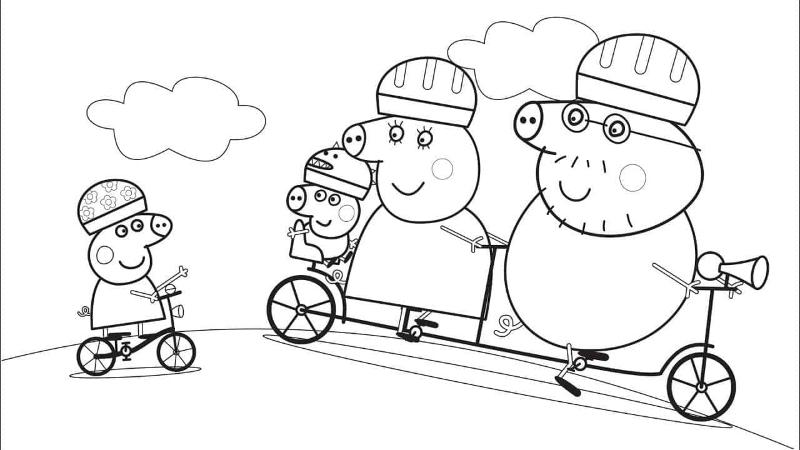 999 + Mẫu tranh tô màu heo peppa đẹp sáng tạo cho bé yêu 6 Tranh tô màu heo peppa đi dã ngoại