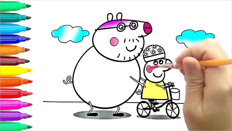 999 + Mẫu tranh tô màu heo peppa đẹp sáng tạo cho bé yêu 2 Tranh tô màu heo peppa