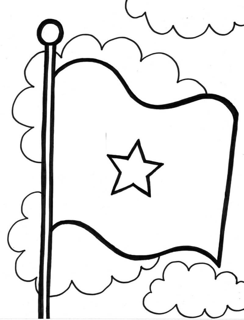 Tranh tô màu lá cờ Việt Nam cho bé lớp 1