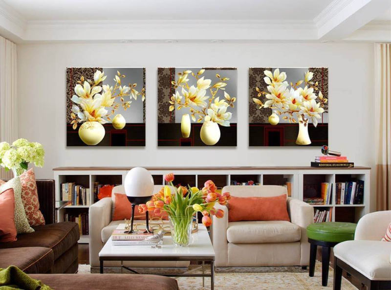 Tranh Bình Hoa Nghệ Thuật 3 Tấm