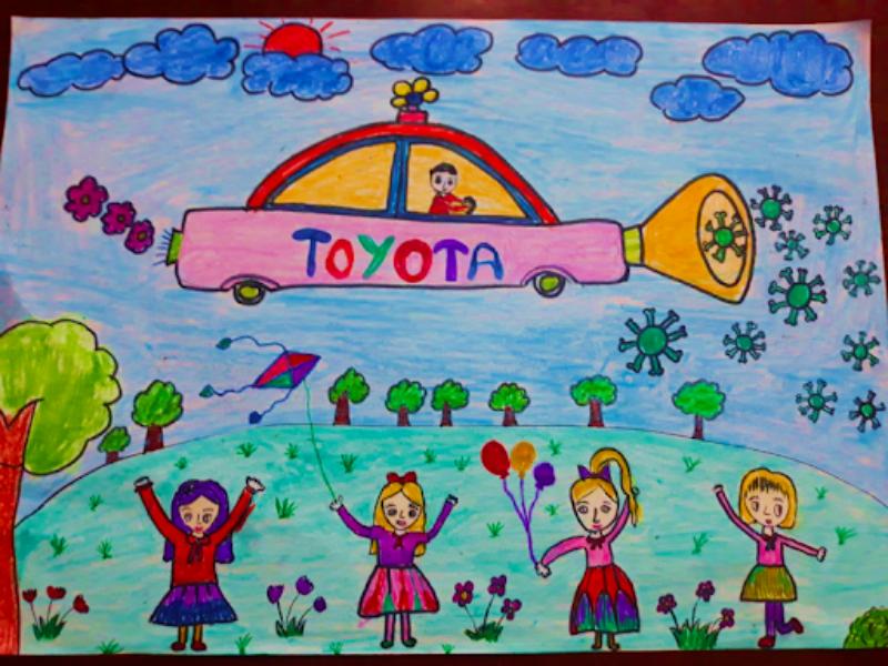 Vẽ tranh oto mơ ước và khung cảnh xung quanh