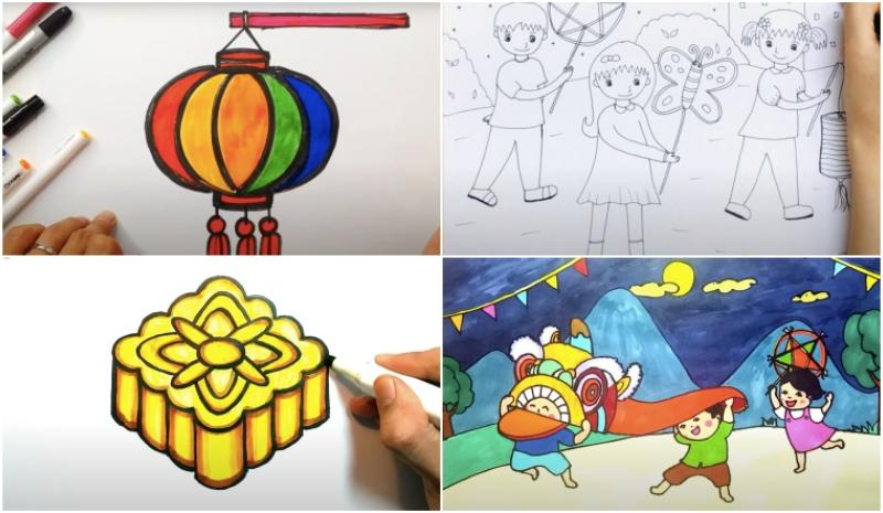 Hướng dẫn vẽ tranh trung thu đẹp và sáng tạo 6 Vẽ tranh trung thu chi tiết các nhân vật