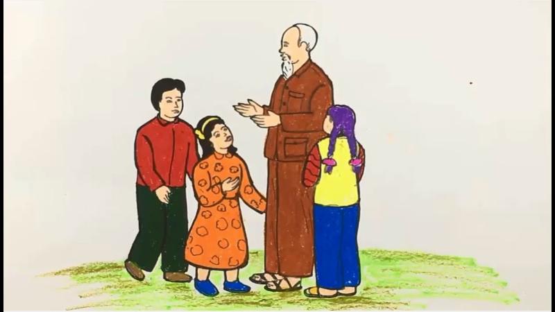 Hướng dẫn cách vẽ tranh Bác Hồ và thiếu nhi đẹp và đơn giản 13 Bức tranh ngập tràn tình cảm khi các cháu thiếu nhi dành tặng hoa và vòng tay ôm kính yêu cho Bác Hồ.