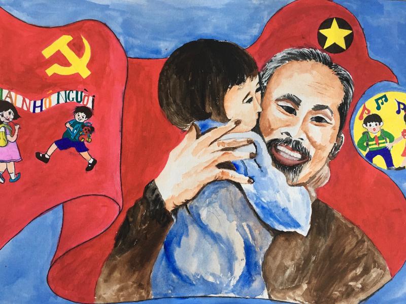 Hướng dẫn cách vẽ tranh Bác Hồ và thiếu nhi đẹp và đơn giản 3 Khoảnh khắc ấm áp và xúc động, thể hiện tình cảm gần gũi, thiêng liêng giữa Bác Hồ và thiếu nhi Việt Nam.