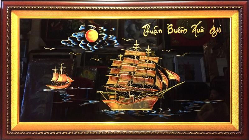 Tranh sơn mài Thuận Buồm Xuôi Gió – Biểu tượng thành công 8 sm299 thuyen buom sm – Da sua