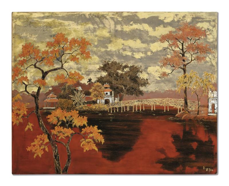 200 + Mẫu tranh sơn mài Hồ Gươm mang giá trị thẩm mỹ cao 6 tai