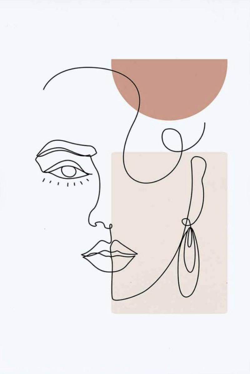 Tranh 1 nét chân dung là sự kết hợp hài hòa giữa đường nét tối giản và hình khối, màu sắc hiện đại