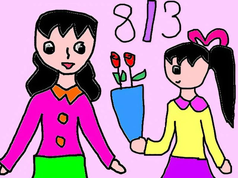 Vẽ tranh 8/3 đẹp và ý nghĩa dành tặng mẹ và cô giáo 8 Một món quà nhỏ bé chứa đựng tấm lòng to lớn của con dành tặng mẹ