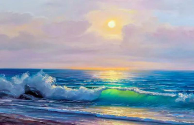 Tranh Bình Minh – Ý Nghĩa, phong thủy & Cách treo chuẩn 4 Tranh bình minh sơn dầu phong cảnh biển, mang vẻ đẹp chân thực, giàu cảm xúc và là biểu tượng của hy vọng, vươn lên