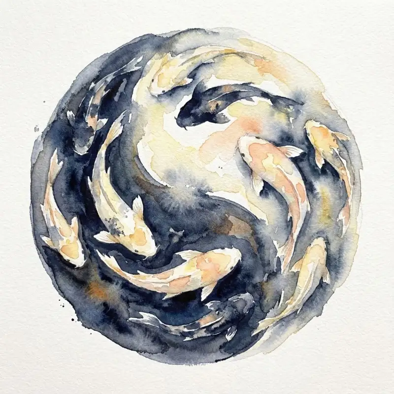 Tranh Cửu Ngư Quần Hội là gì? bảng giá cách chọn và treo 29 Cửu ngư tạo hình thái cực, hiệu ứng màu nước loang