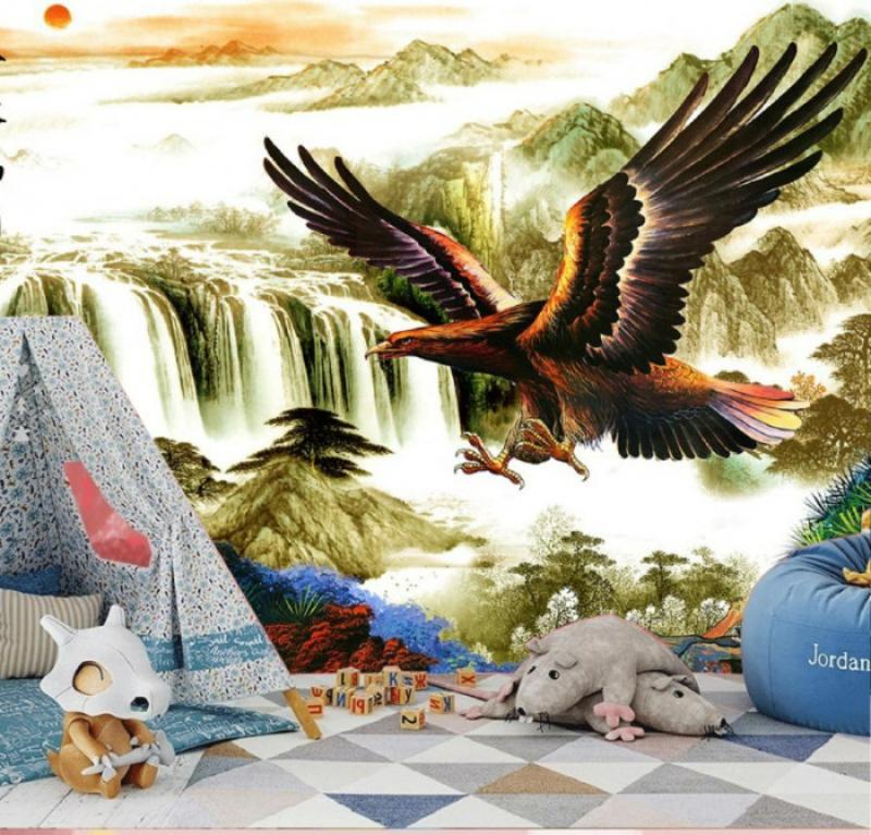 Bức tranh đại bàng sải cánh với tông màu xanh, thể hiện sự dũng cảm và tốc độ vượt trội