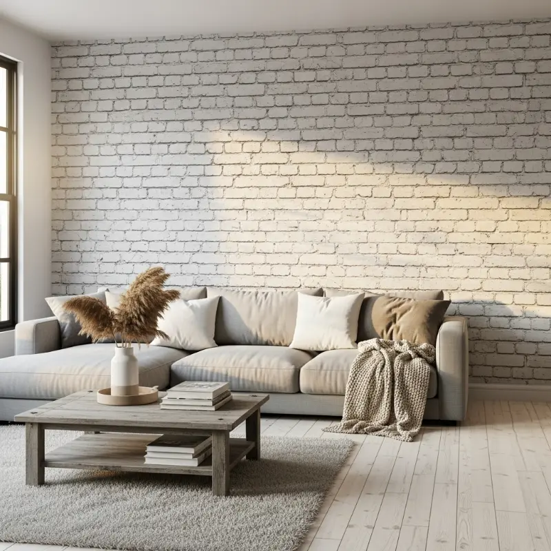 Họa tiết giả gạch trắng mộc mạc phong cách Loft