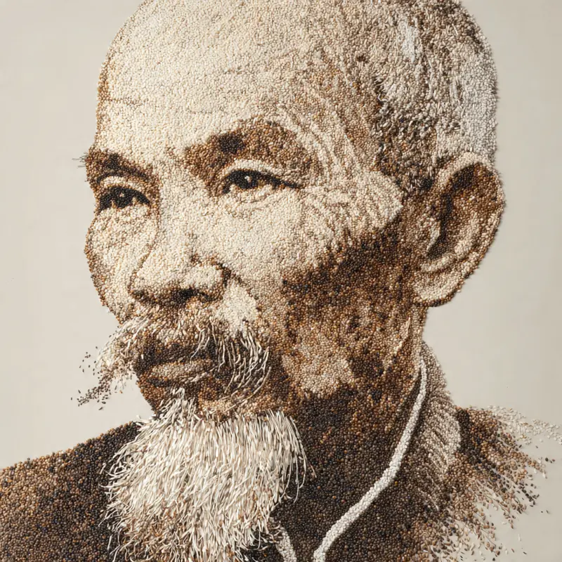 Chân dung Bác Hồ, thần thái rõ, sắc độ trầm trang trọng