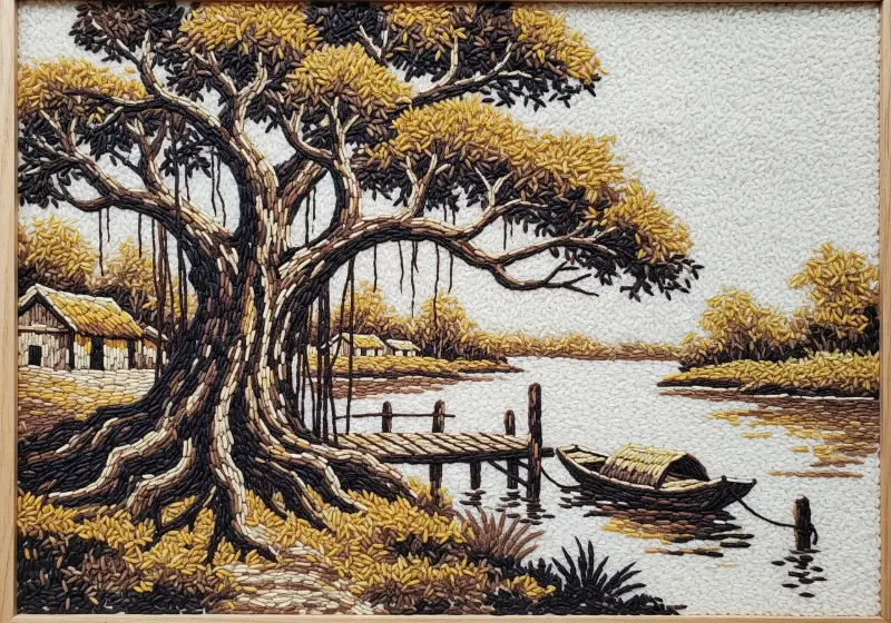 Cây đa bến nước con đò, không khí làng quê, tông ấm hoài niệm