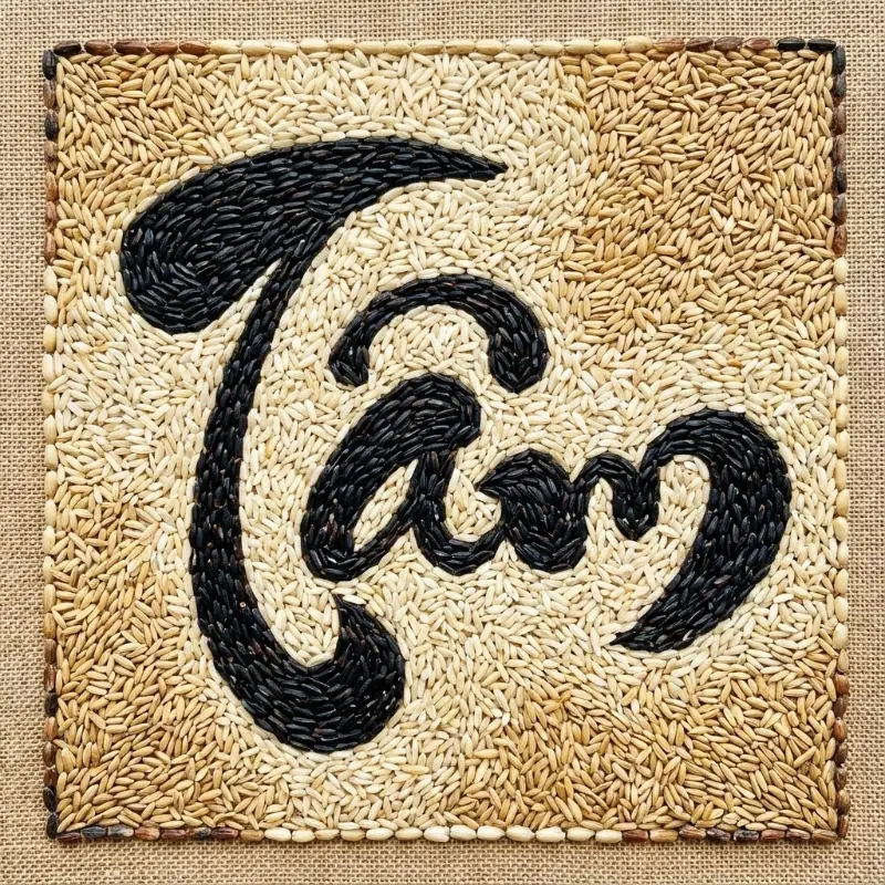 Tranh gạo thư pháp chữ Tâm, nét rõ, hợp treo phòng khách