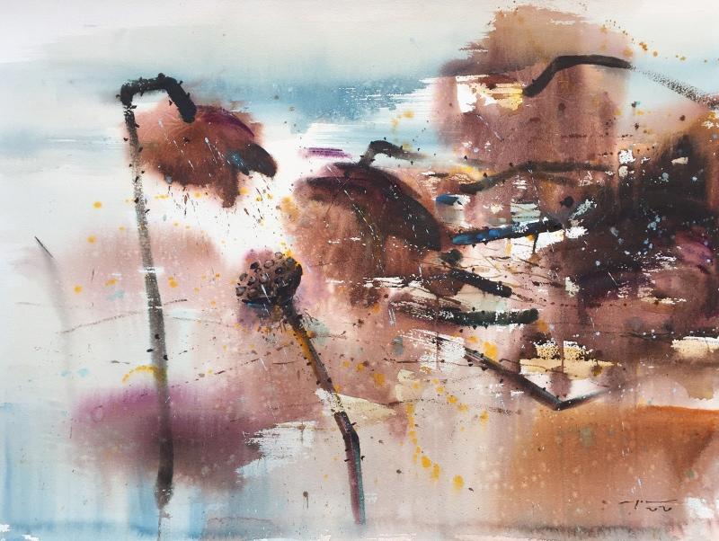 Tranh lụa của họa sĩ Trương Văn Ngọc