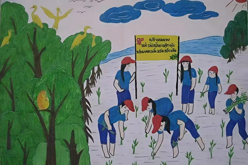 Vẽ tranh phòng chống thiên tai và thông điệp tuyên truyền 21 tranh phong chong thien tai 5