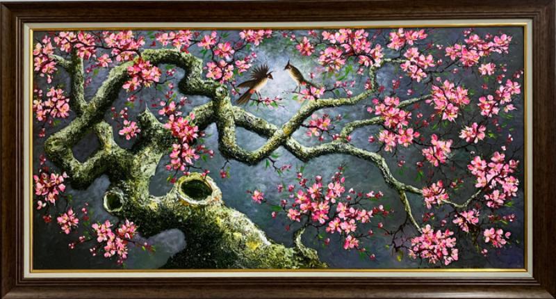 Tranh sơn mài Hoa Đào truyền thống